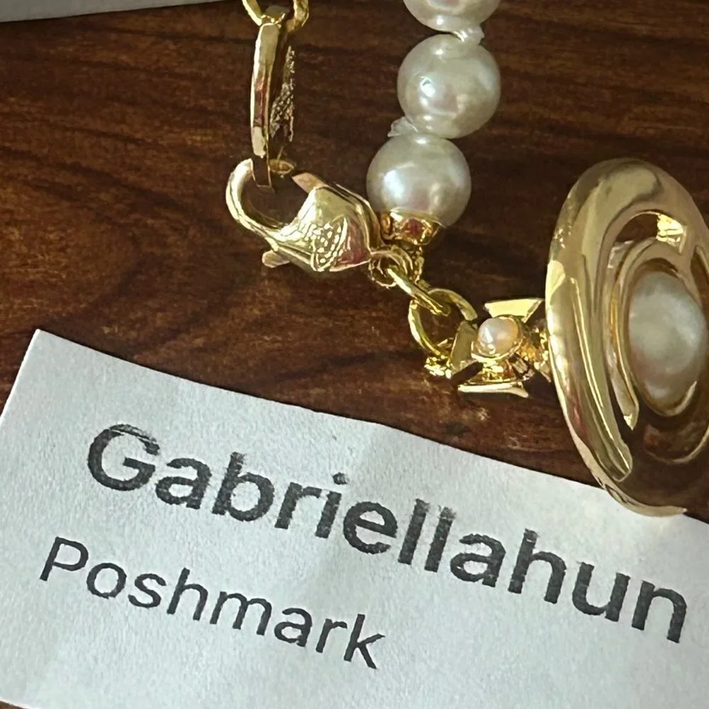 Vivienne Westwood SIMONETTA 3D Orb ENAMEL Pearl Choker Necklace - Picture 5 of 13